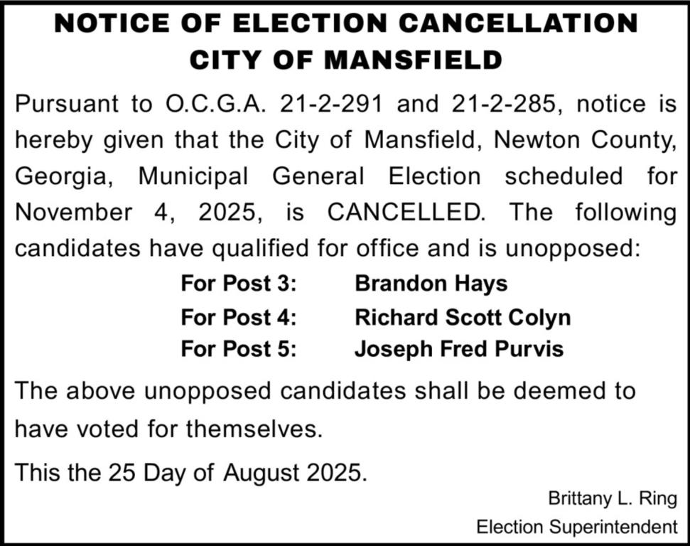 2025 Notice of Cancellation for General Election